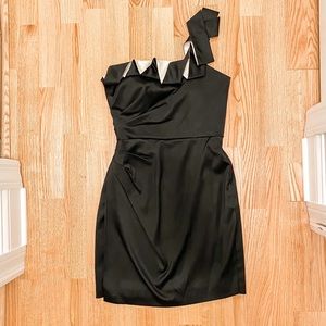 One Shoulder Black Cocktail Dress, Size 6